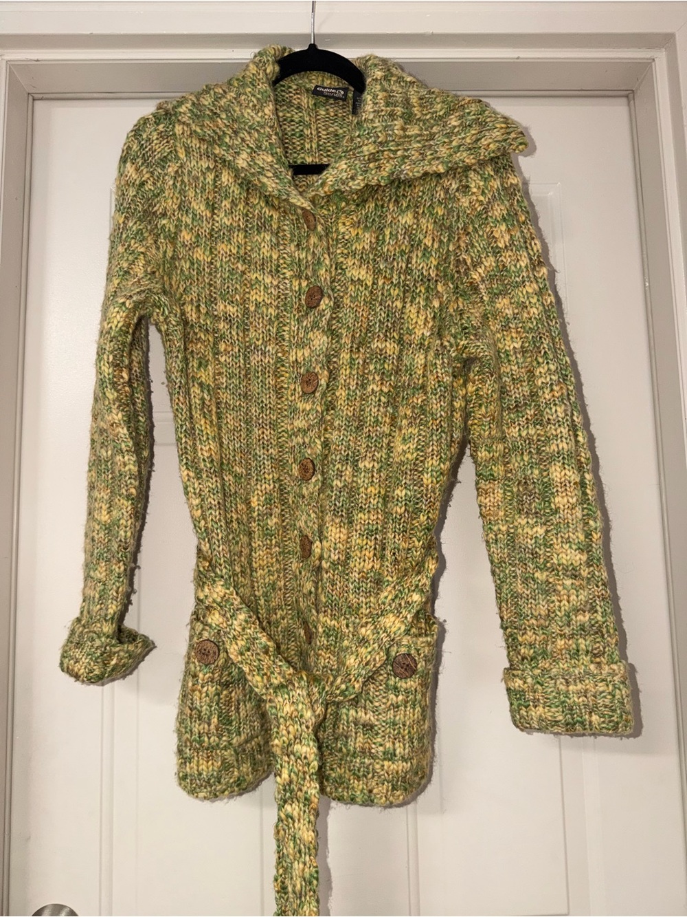 vintage Y2K Guide Series chunky marled knit cardigan belted sweater